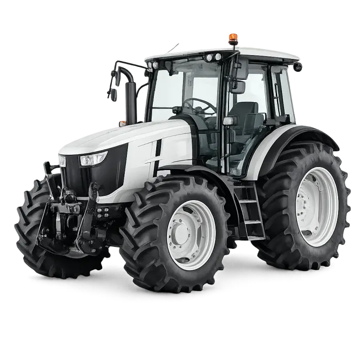 Agricultural tractor with a fully enclosed glass cab