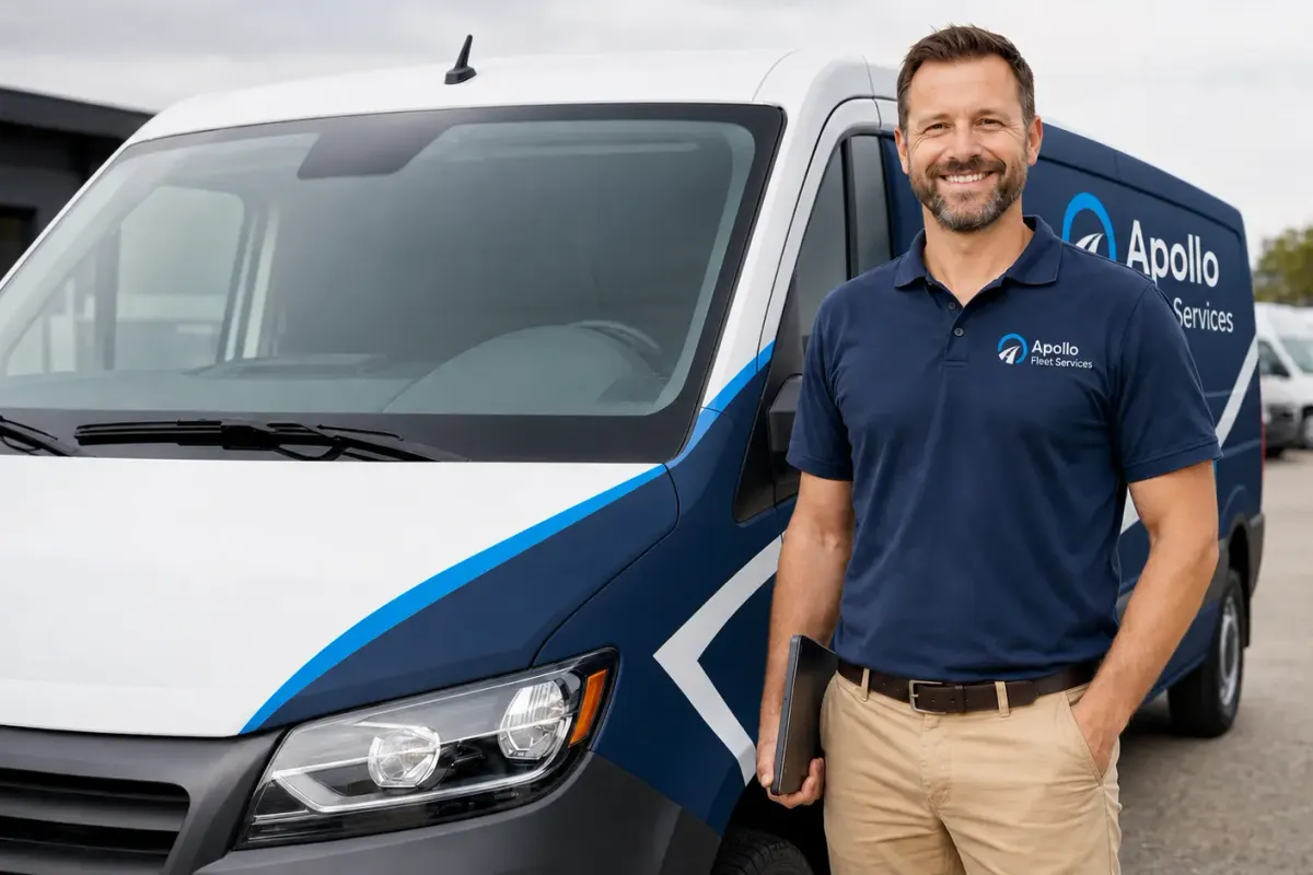 Clear Image Auto Glass technician completing onsite fleet windshield service